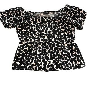 Lily Morgan Boho Abstract Animal Print Off Shoulder Women’s Blouse Short Sleeve